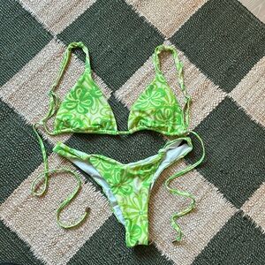 Blackbough Bikini Set, Matching Top & Bottom Swimsuit, Green Floral Size Medium